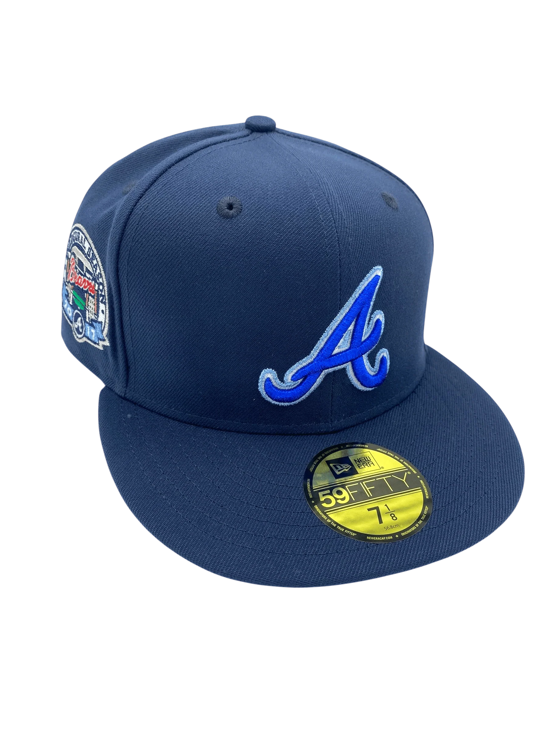 Adult Atlanta Braves New Era Metallic Navy Custom Side Patch 59FIFTY Fitted Hat - Men's