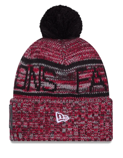 Adult Atlanta Falcons New Era 2025 Red Sideline Cuffed Knit Hat With Pom - Men's - Image 3