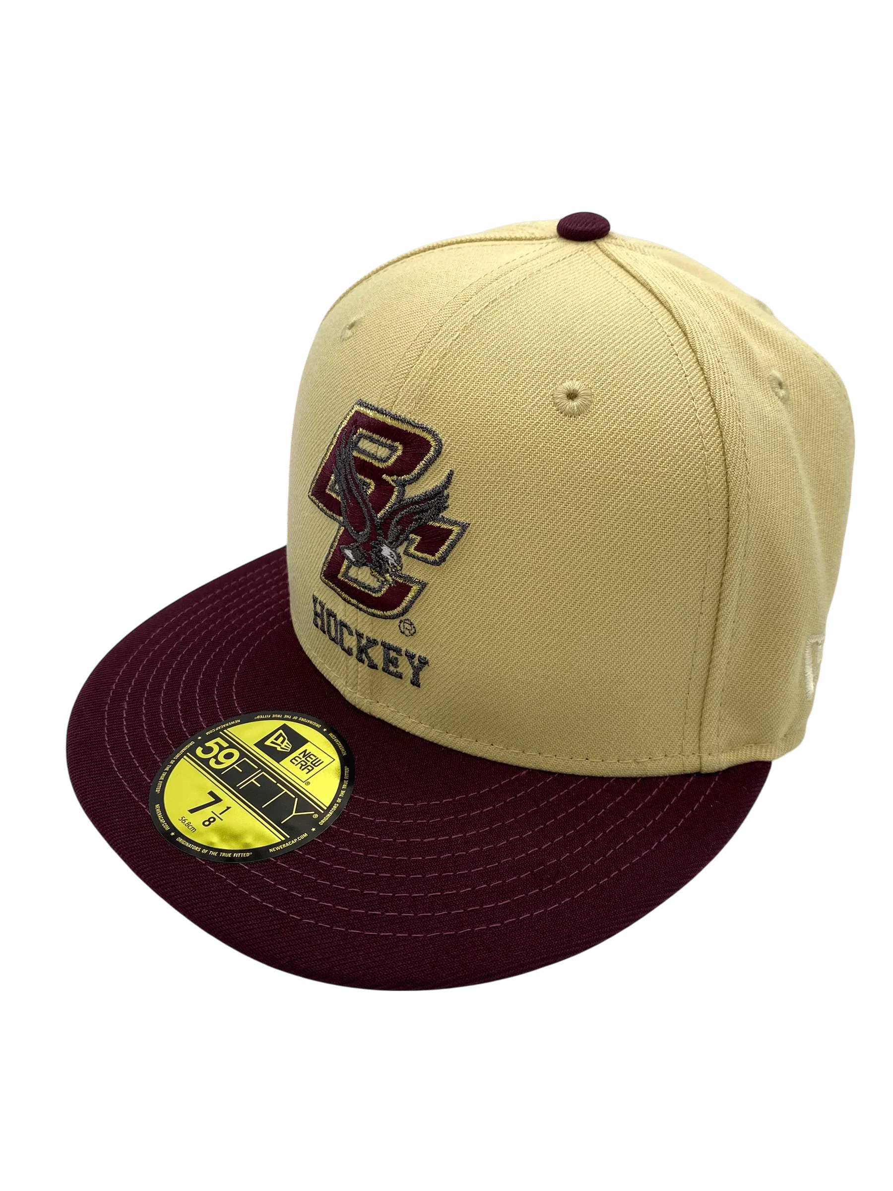 Adult Boston College Eagles New Era Gold/Maroon Custom Johnny Hockey Side Patch 59FIFTY Fitted Hat - Men's - Image 5