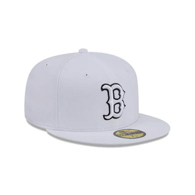 Adult Boston Red Sox New Era White/Black Basic 59FIFTY Fitted Hat - Men's