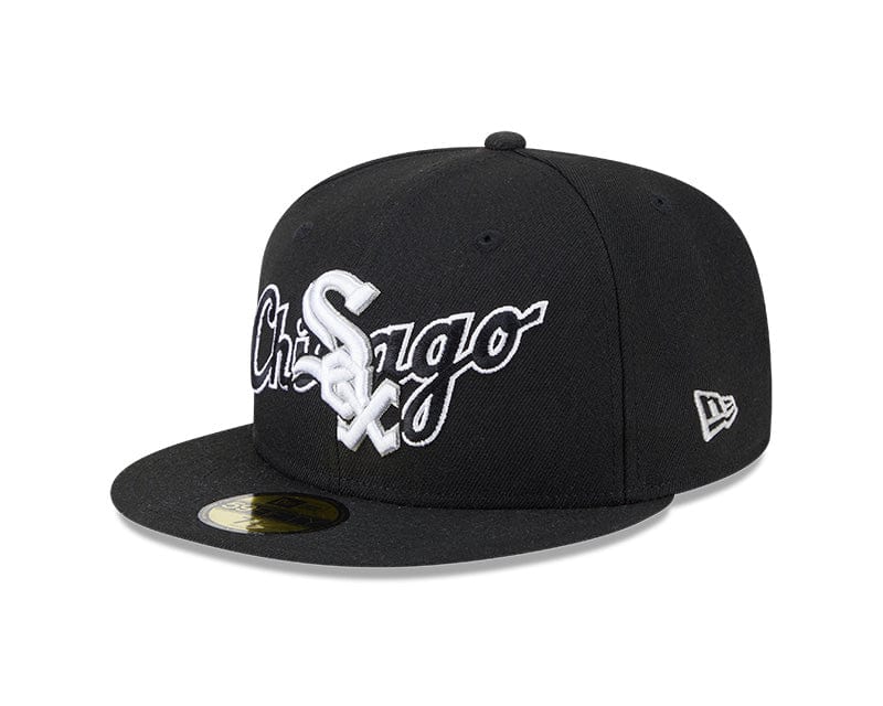 Adult Chicago White Sox New Era Black Overlap 59FIFTY Fitted Hat - Men's