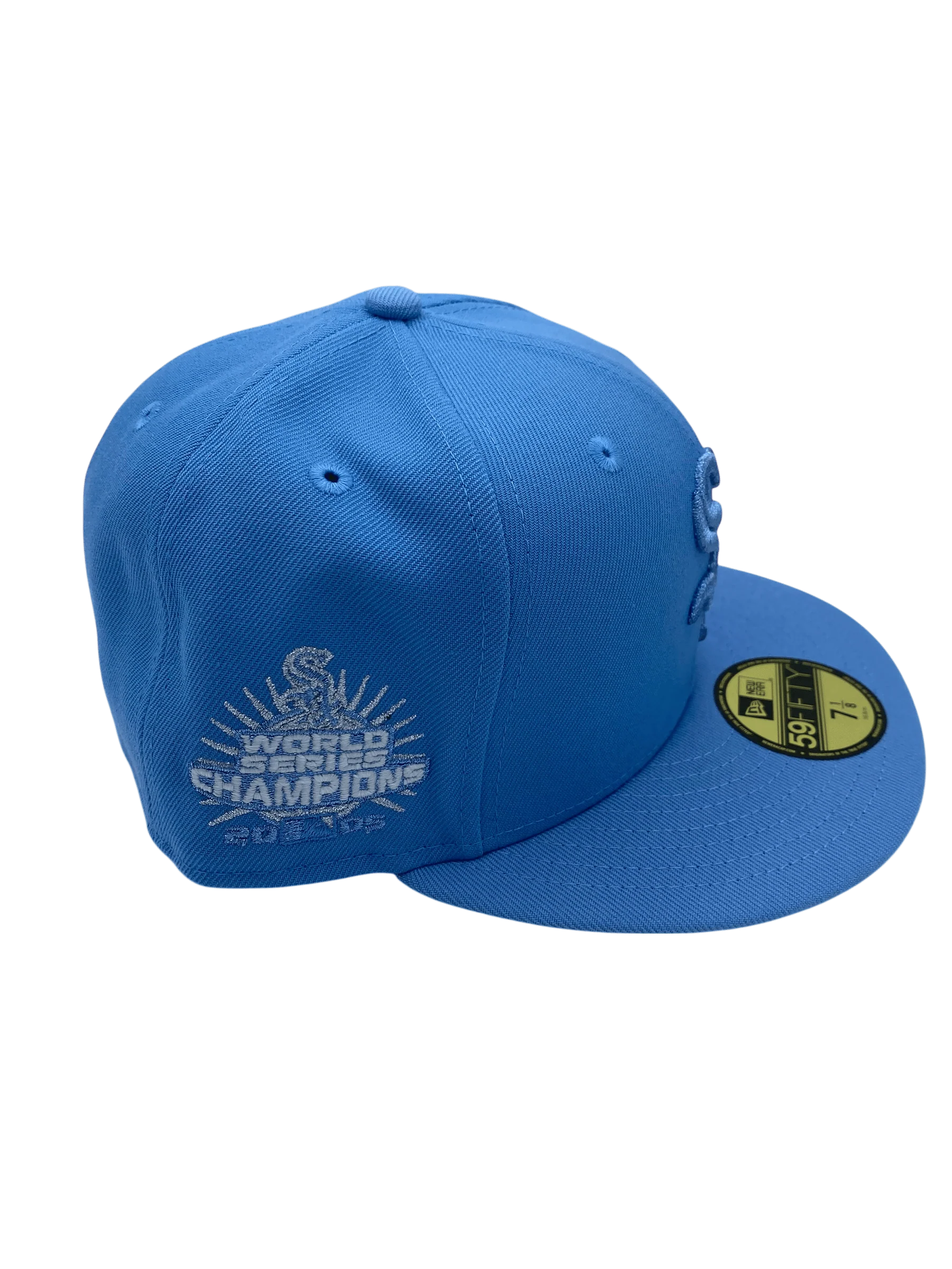 Adult Chicago White Sox New Era Light Blue JFG Custom Side Patch 59FIFTY Fitted Hat - Men's - Image 2