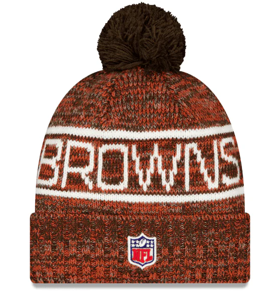 Adult Cleveland Browns New Era 2025 Orange Sideline Cuffed Knit Hat With Pom - Men's - Image 2