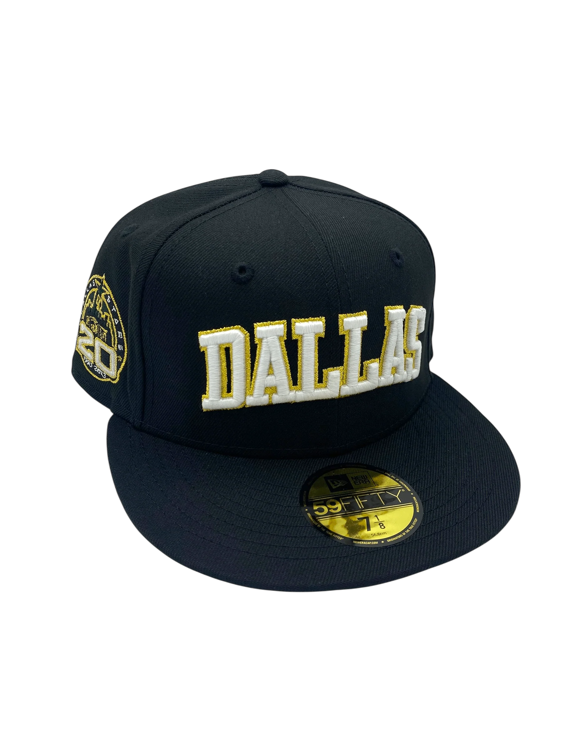 Adult Dallas Stars New Era Black Script Custom Side Patch 59FIFTY Fitted Hat - Men's