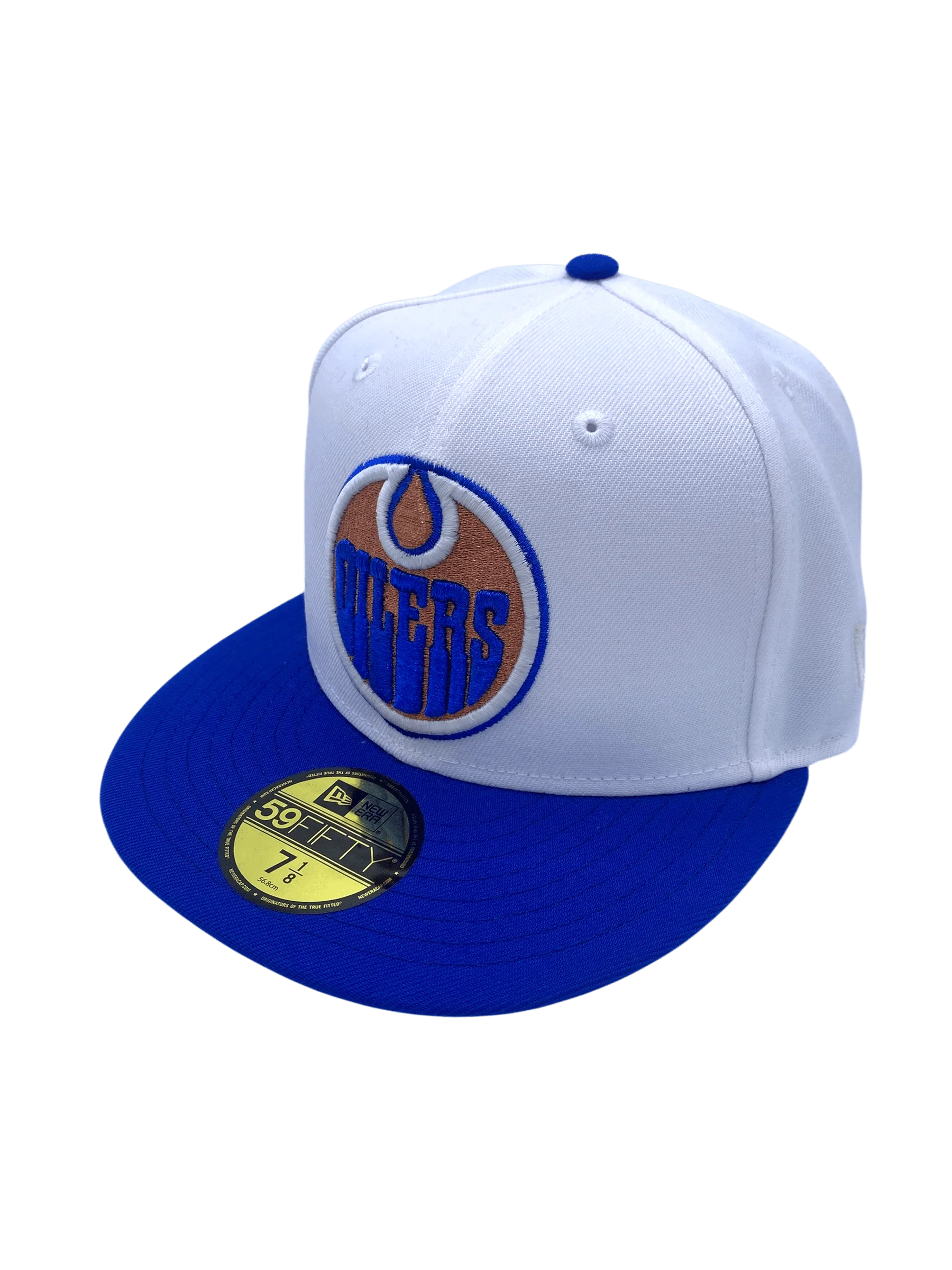 Adult Edmonton Oilers New Era White/Blue Custom Side Patch 59FIFTY Fitted Hat - Men's - Image 5