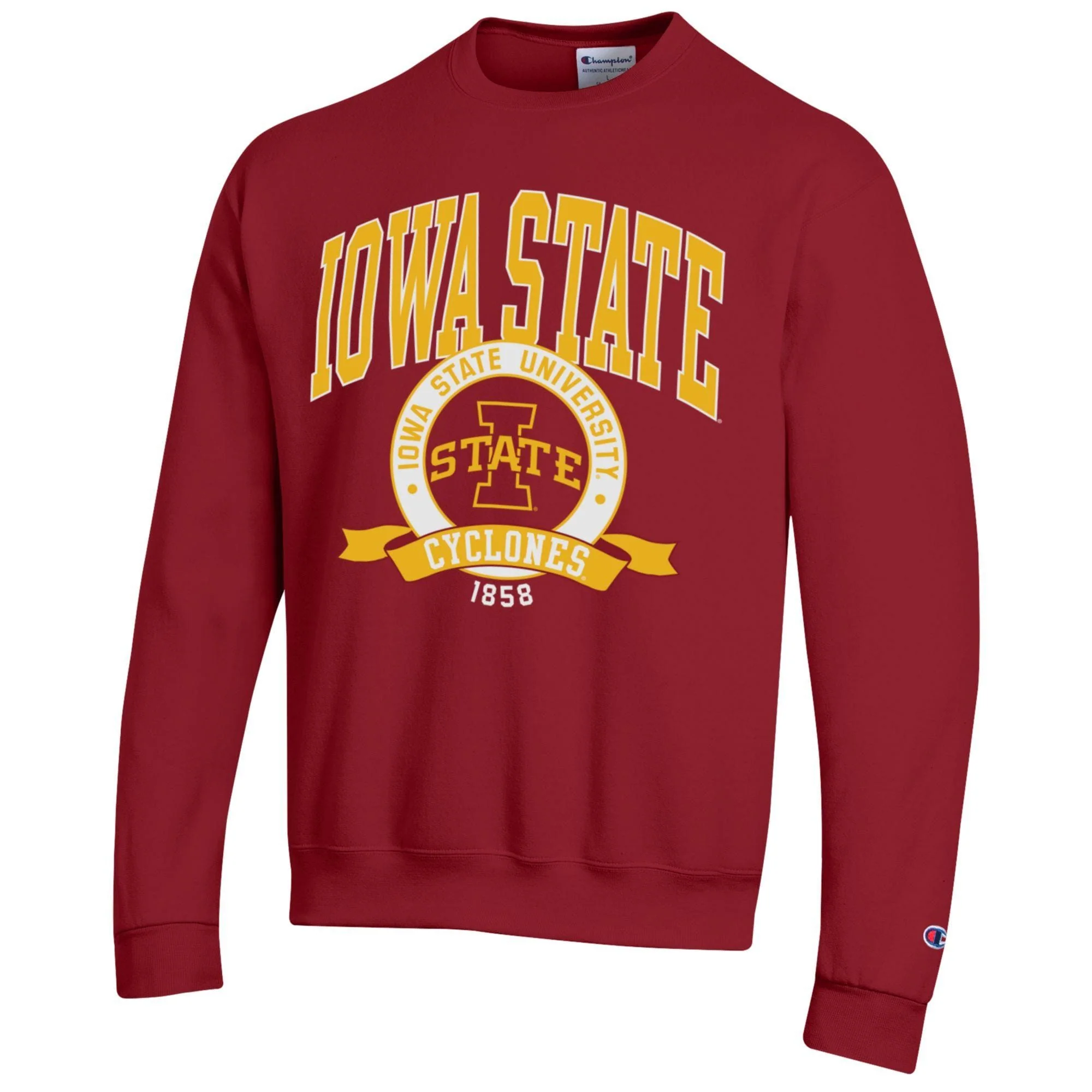Adult Iowa State Cyclones Red Champion Power Blend Crewneck Sweatshirt - Men's