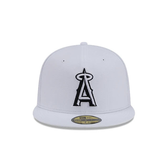 Adult Los Angeles Angels New Era White/Black Basic 59FIFTY Fitted Hat - Men's - Image 2