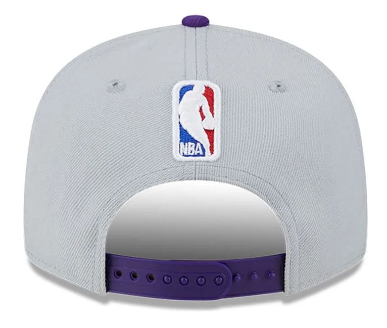 Adult Los Angeles Lakers New Era Gray NBA Oversized Logo 9FIFTY Snapback Hat - Men's - Image 2