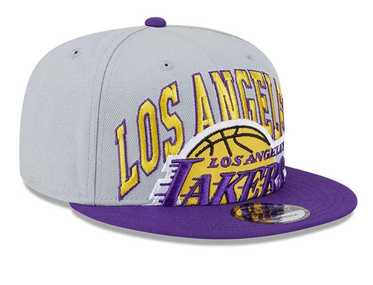 Adult Los Angeles Lakers New Era Gray NBA Oversized Logo 9FIFTY Snapback Hat - Men's - Image 3