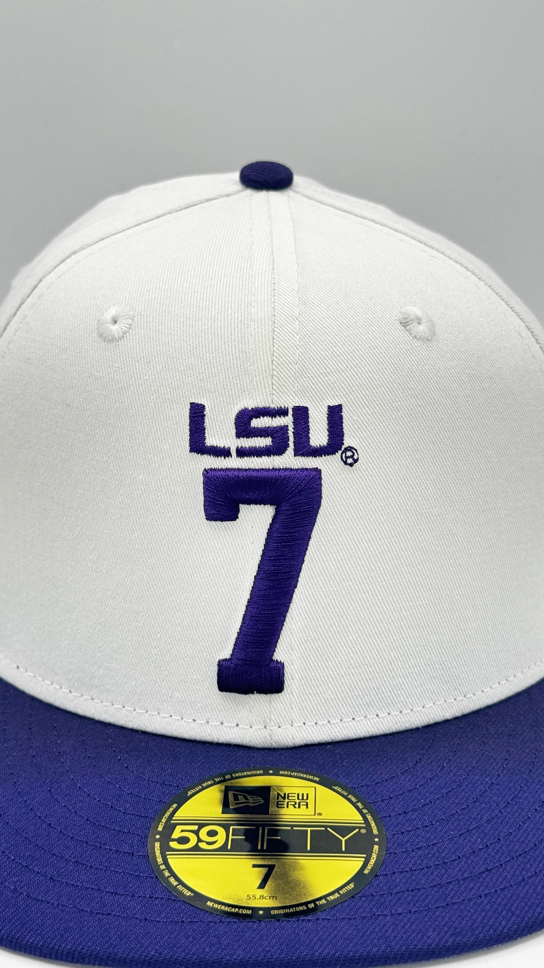 Adult Louisiana State White New Era LSU Legends #7 Custom 59FIFTY Fitted Hat - Men's - Image 2
