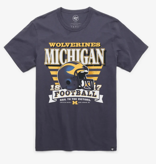 Adult Michigan Wolverines '47 Navy Stripe Splash Franklin T Shirt - Men's
