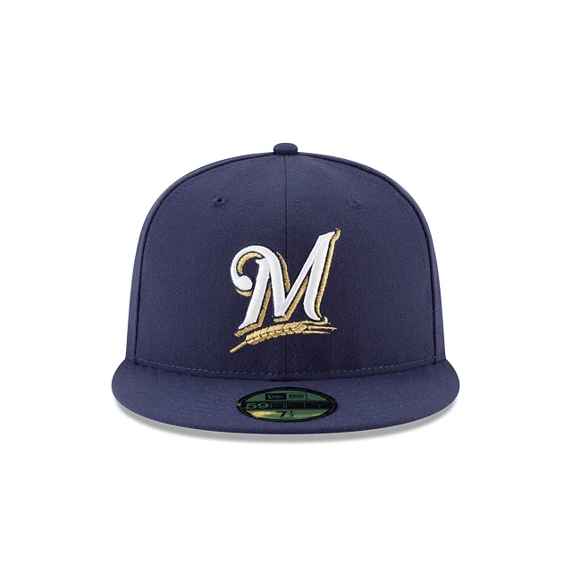 Adult Milwaukee Brewers New Era Navy 2017 Home Authentic Collection On-Field 59FIFTY Fitted Hat - Men's - Image 3