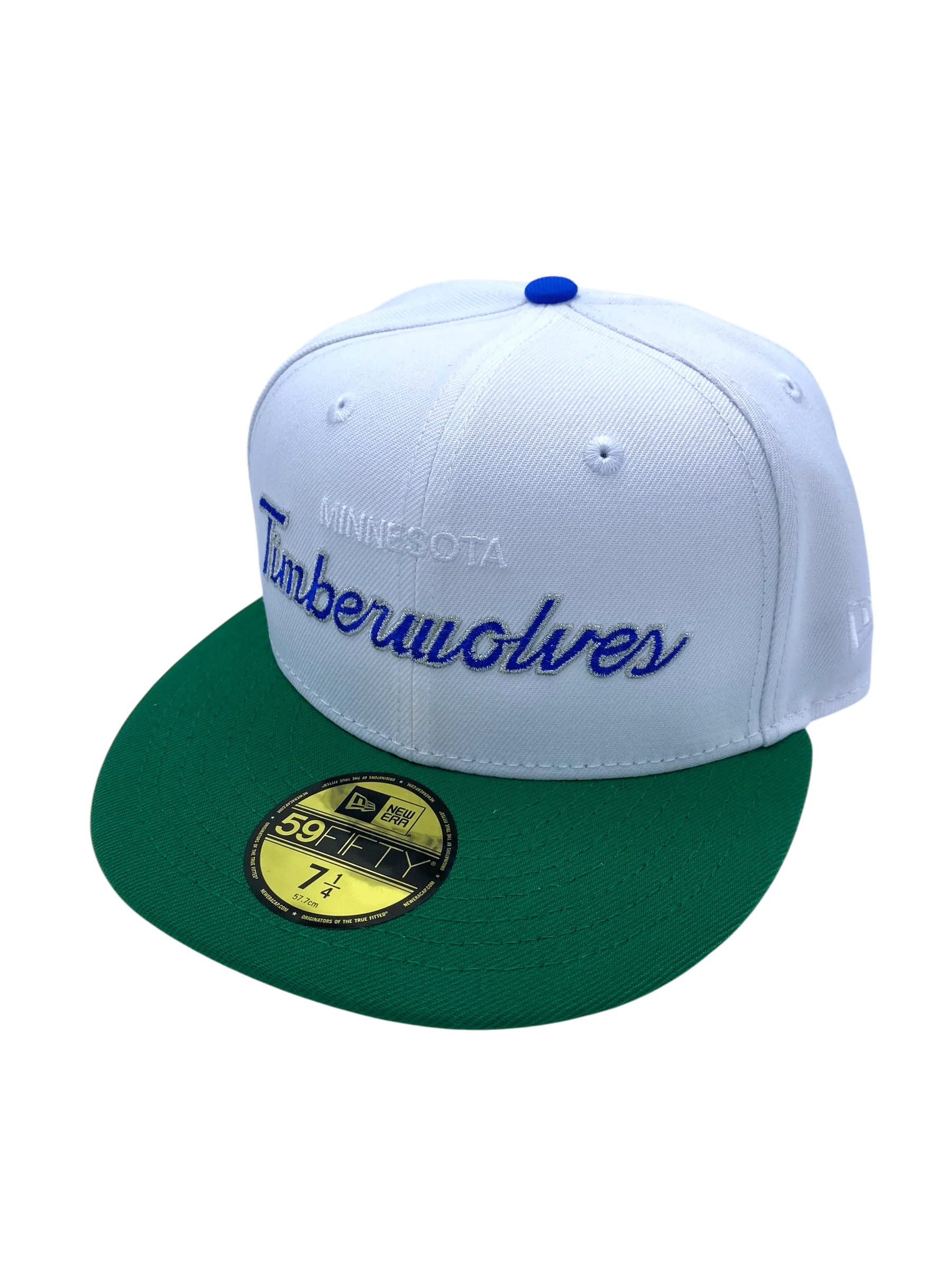 Adult Minnesota Timberwolves New Era White Custom Script 59FIFTY Fitted Hat - Men's