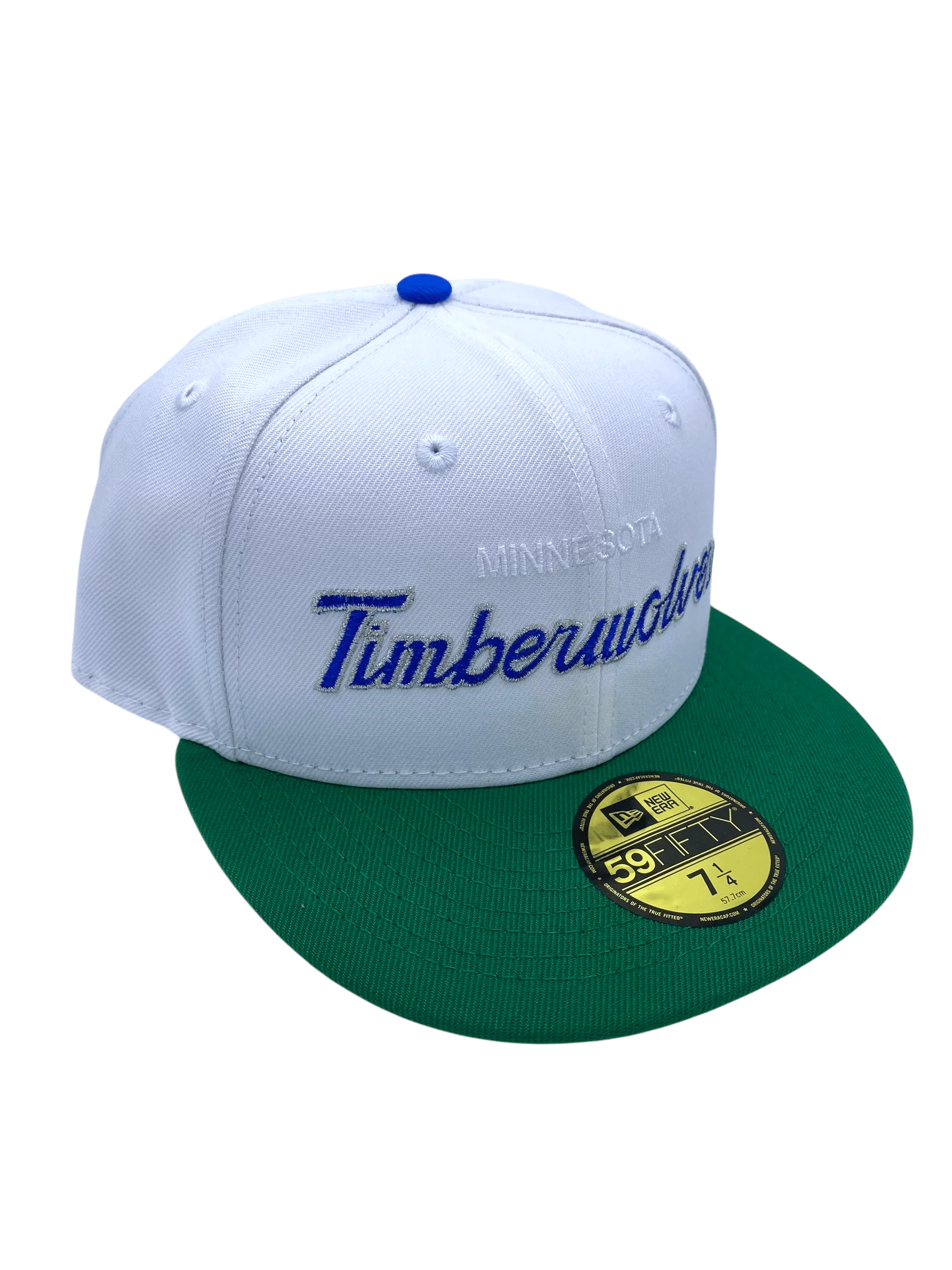 Adult Minnesota Timberwolves New Era White Custom Script 59FIFTY Fitted Hat - Men's - Image 2