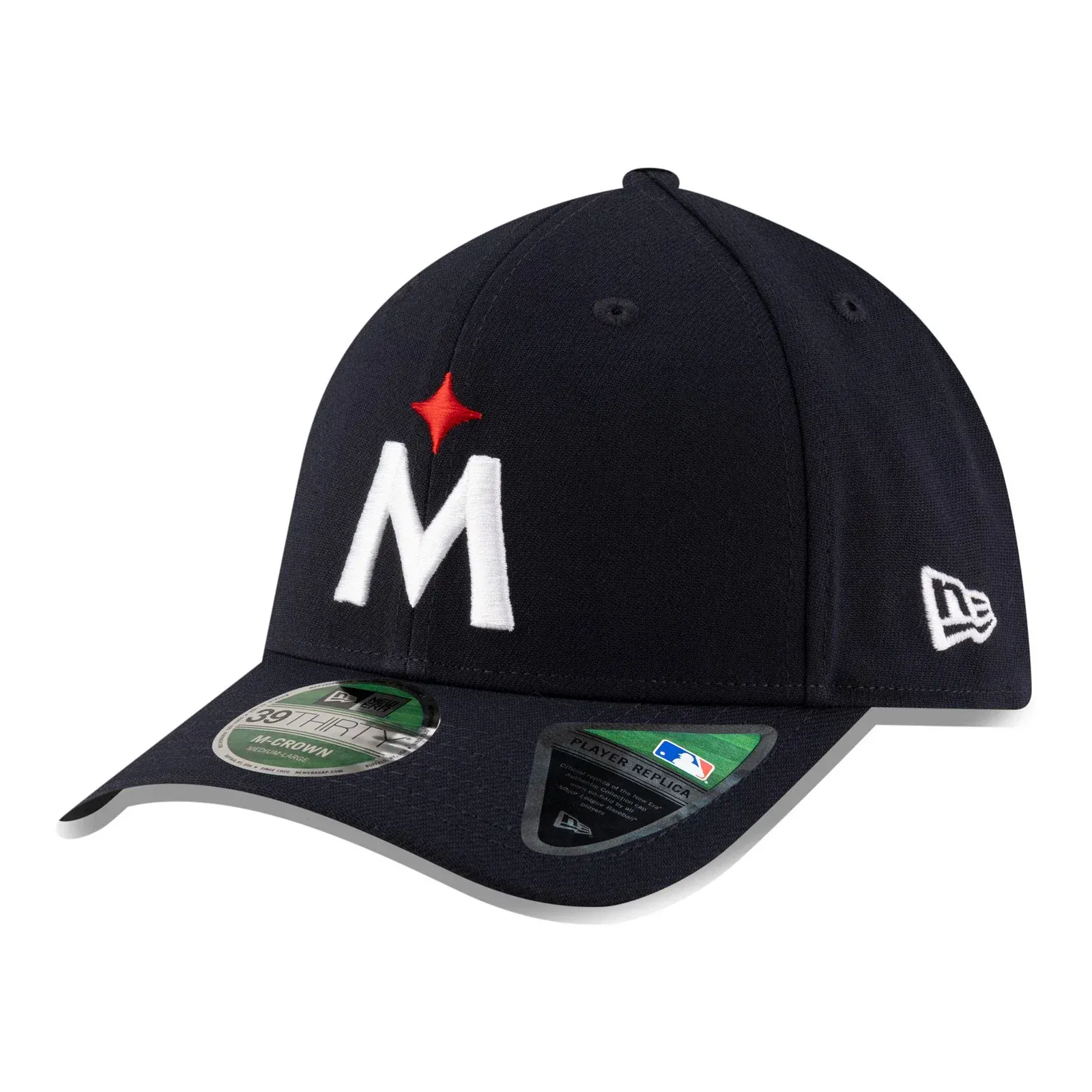 Adult Minnesota Twins New Era Road M Logo Player Replica 39THIRTY M-Crown Flex Hat - Men's