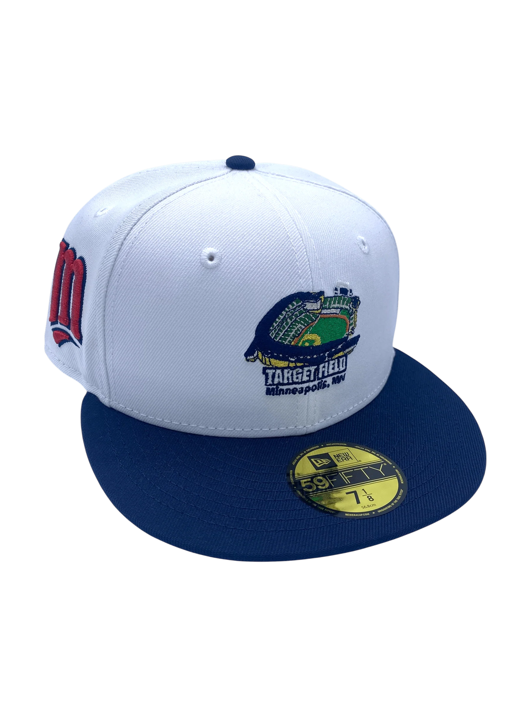 Adult Minnesota Twins New Era White/Navy Target Field and Side Patch 59FIFTY Fitted Hat - Men's