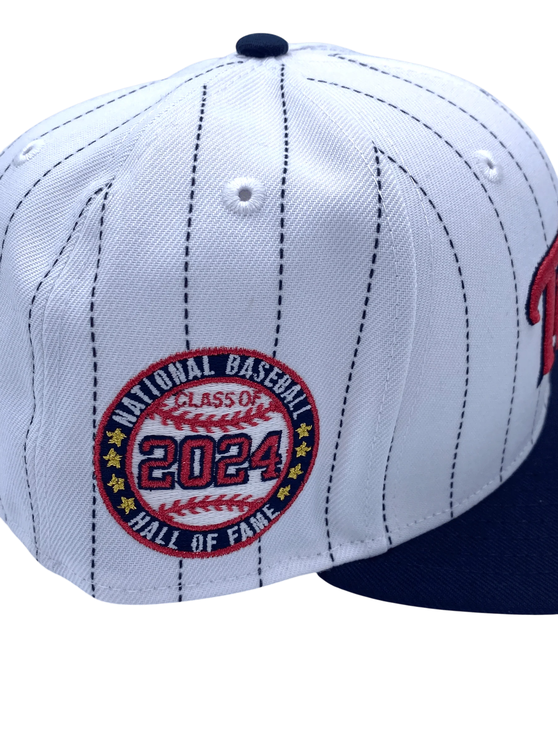 Adult Minnesota Twins New Era White Pinstripe The Mauer Side Patch 59FIFTY Fitted Hat - Men's - Image 2