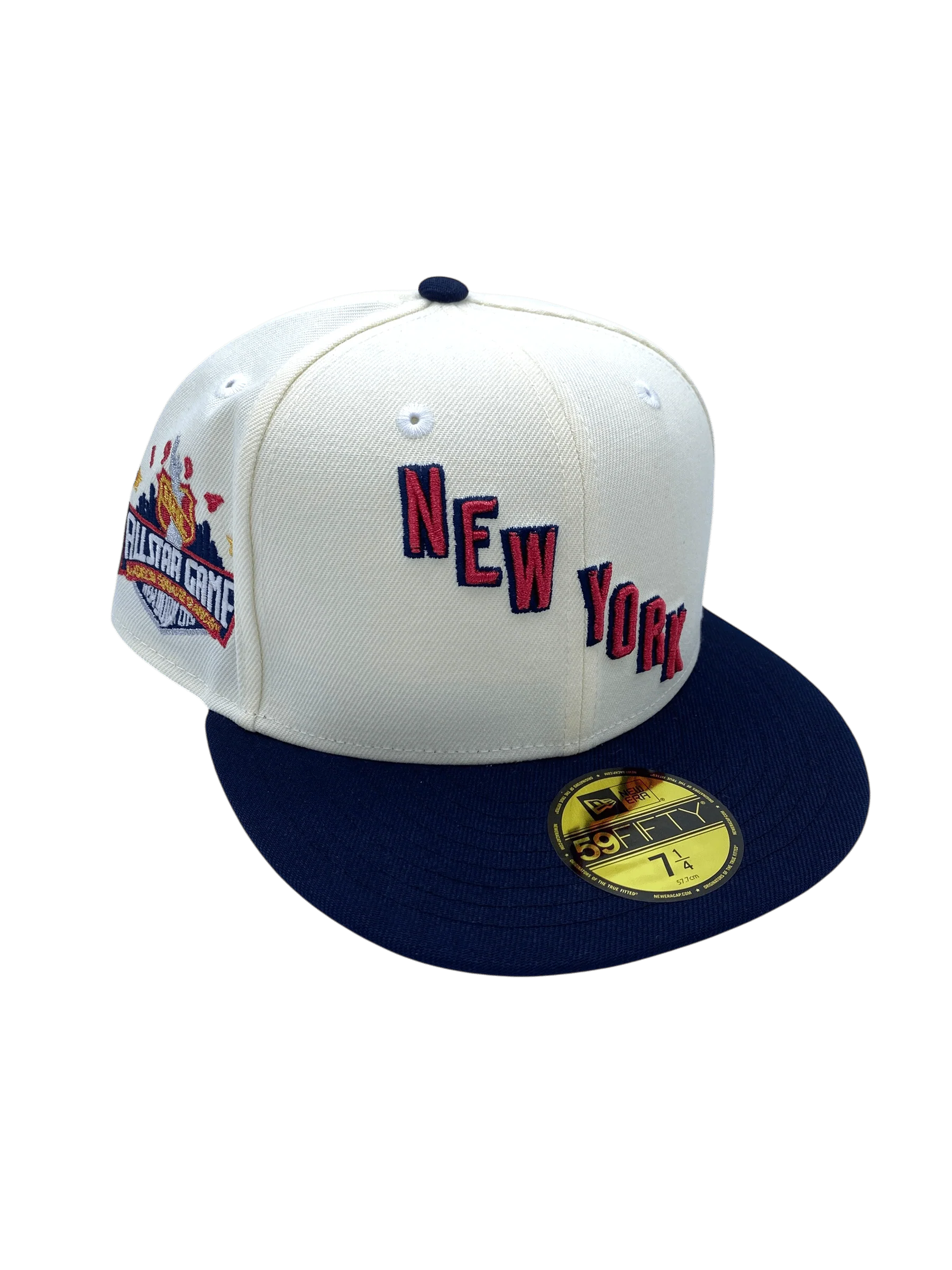 Adult New York Rangers New Era Chrome Retro Script Custom Side Patch 59FIFTY Fitted Hat - Men's