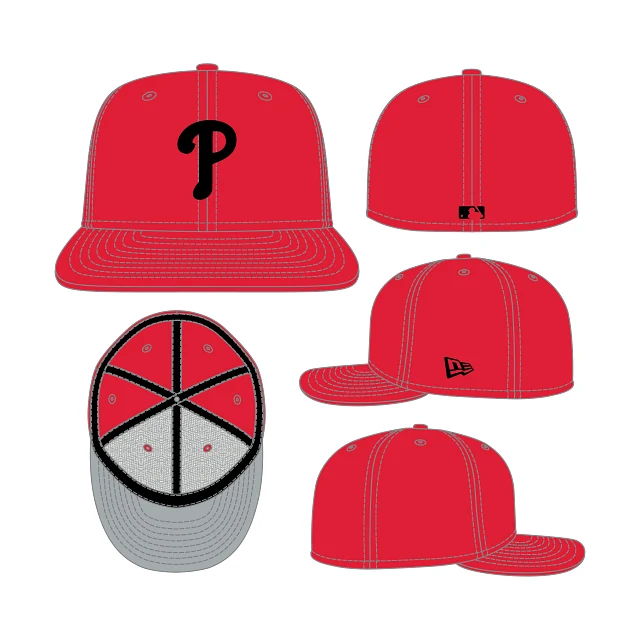 Adult Philadelphia Phillies New Era Red and Black Collection 59FIFTY Fitted Hat - Men's