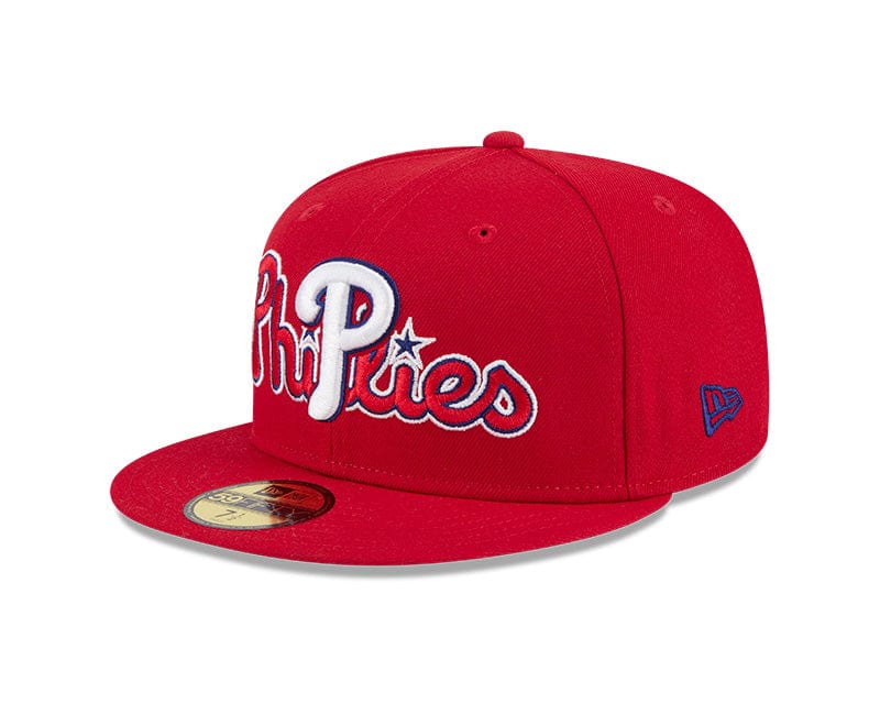 Adult Philadelphia Phillies New Era Red Overlap 59FIFTY Fitted Hat - Men's