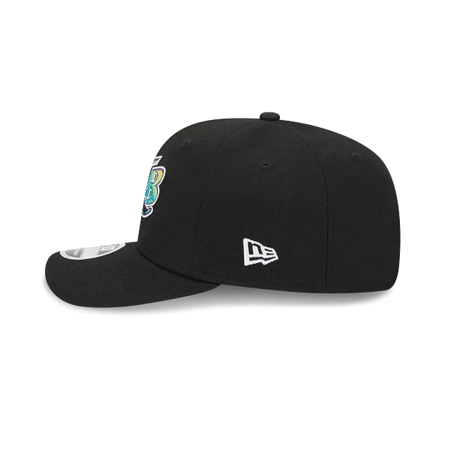 Adult Tampa Bay Rays Cooperstown New Era Black Replica Team Logo 9SEVENTY Stretch-Snapback Hat - Men's - Image 4