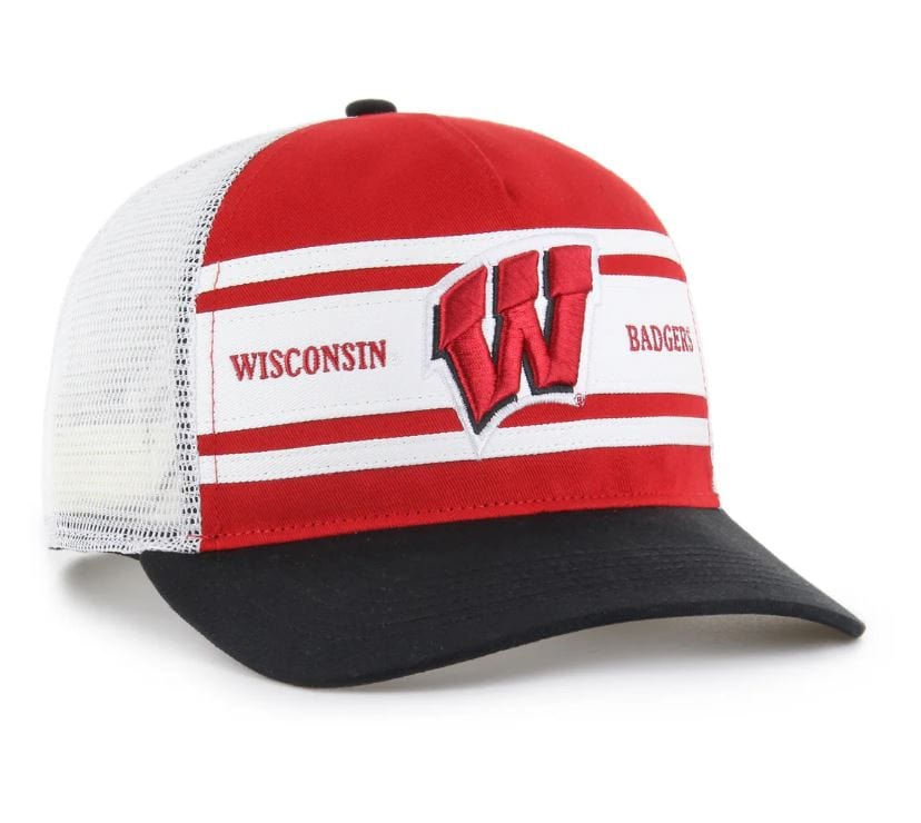 Adult Wisconsin Badgers '47 Red/Black Stripe Mesh Hitch Adjustable Snapback Hat - Men's - Image 3