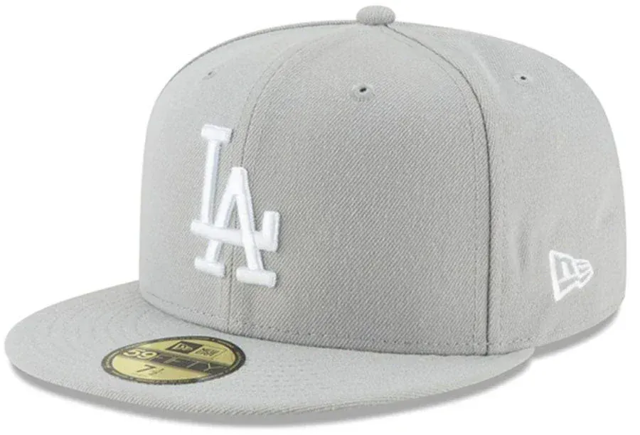 Adult Los Angeles Dodgers New Era Gray/White Basic 59FIFTY Fitted Hat - Men's