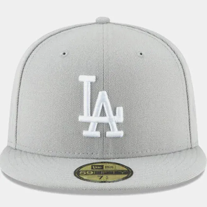 Adult Los Angeles Dodgers New Era Gray/White Basic 59FIFTY Fitted Hat - Men's - Image 2