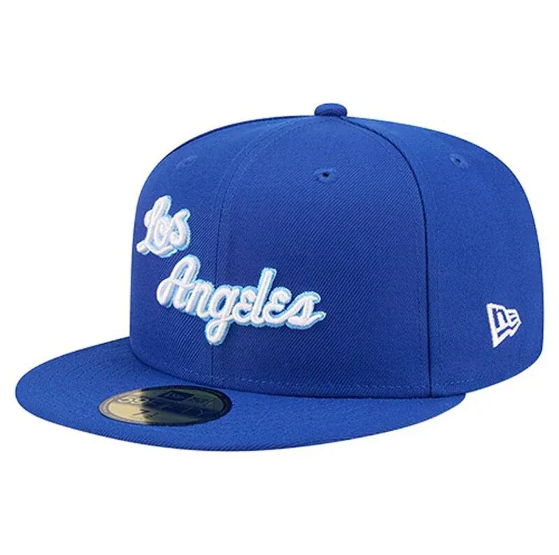 Adult Los Angeles Lakers Blue Hardwood Classic Team Logo 59Fifty Fitted Hat - Men's