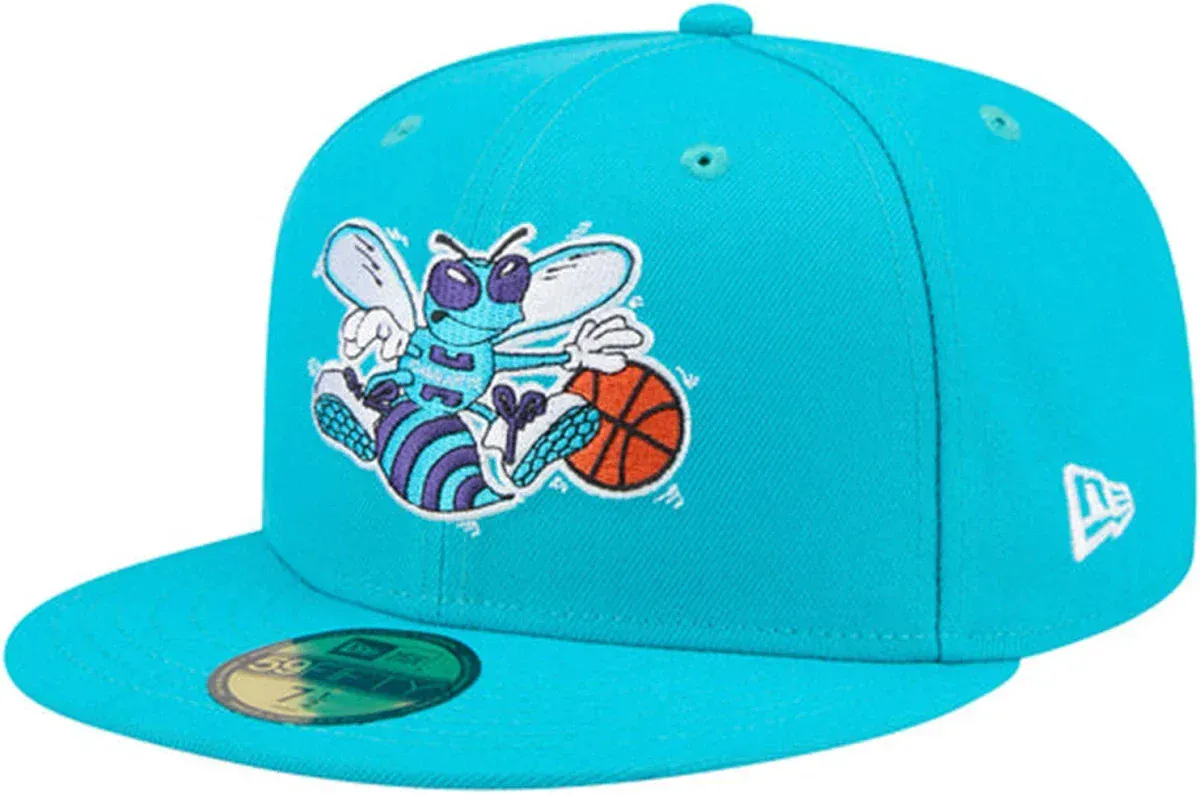 Adult Charlotte Hornets Teal Hardwood Classic Team Logo 59Fifty Fitted Hat - Men's
