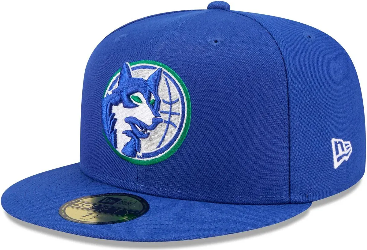 Adult Minnesota Timberwolves Blue Hardwood Classic Team Logo 59Fifty Fitted Hat - Men's