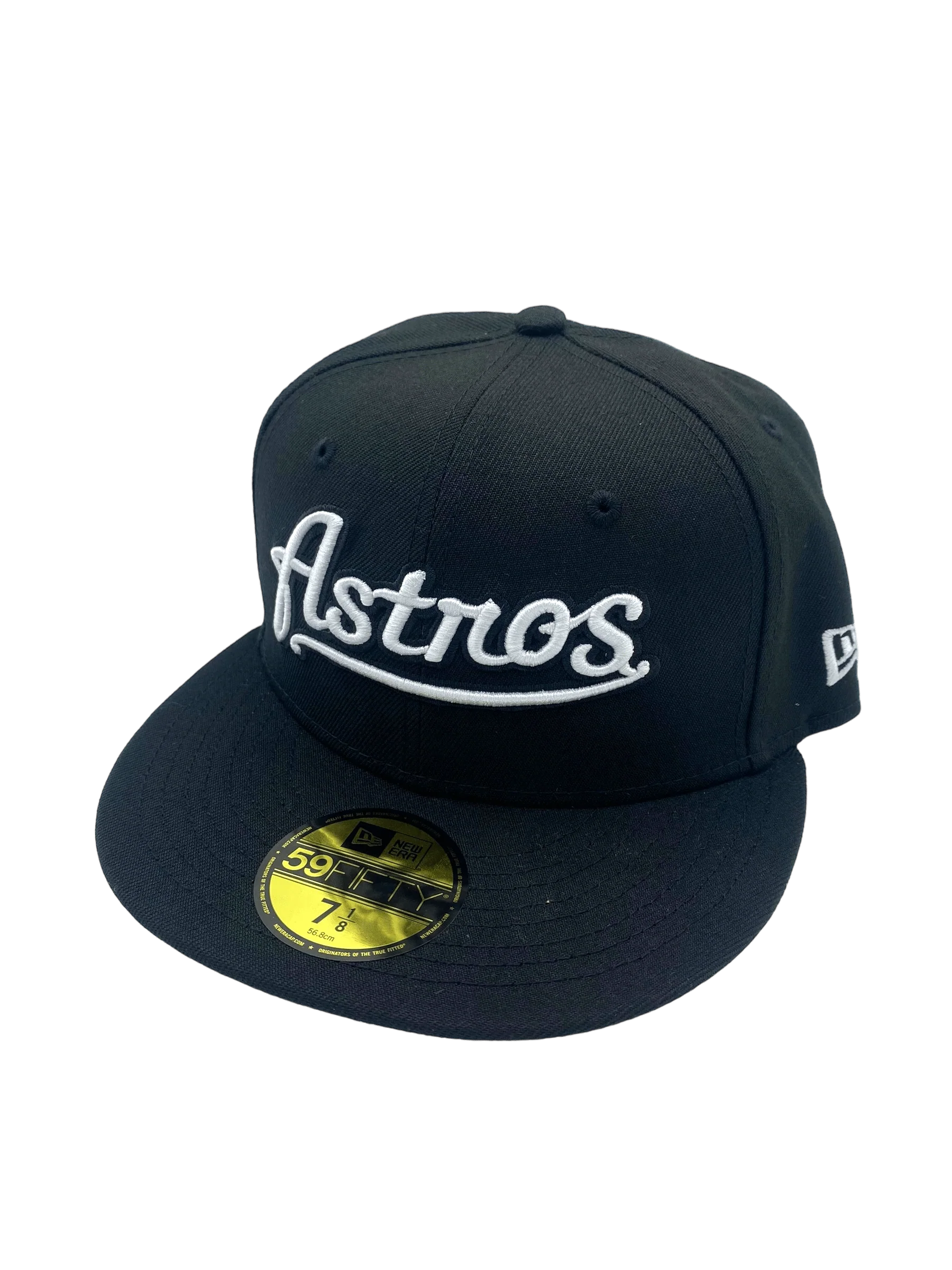 Adult Houston Astros New Era Black/White Scripts 59FIFTY Fitted Hat - Men's