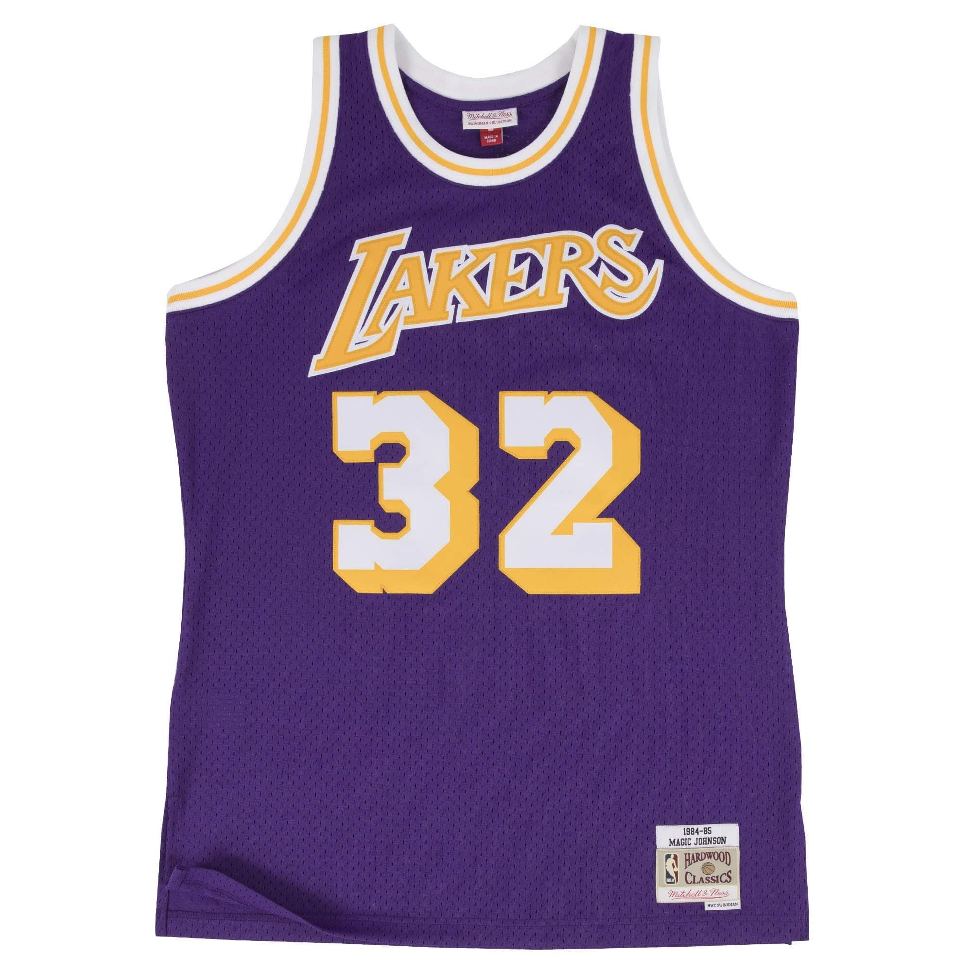 Adult Magic Johnson Los Angeles Lakers Mitchell & Ness NBA Purple Throwback Swingman Jersey - Men's