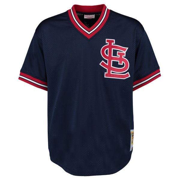 Adult Ozzie Smith St. Louis Cardinals Mitchell & Ness Navy Cooperstown Mesh Batting Practice Jersey - Men's - Image 2