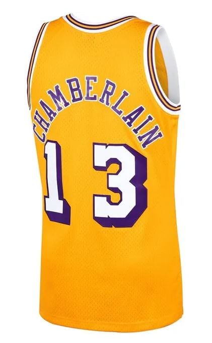 Adult Wilt Chamberlain Los Angeles Lakers Mitchell & Ness NBA Gold Throwback Swingman Jersey - Men's - Image 2