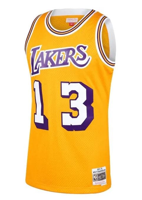Adult Wilt Chamberlain Los Angeles Lakers Mitchell & Ness NBA Gold Throwback Swingman Jersey - Men's - Image 3