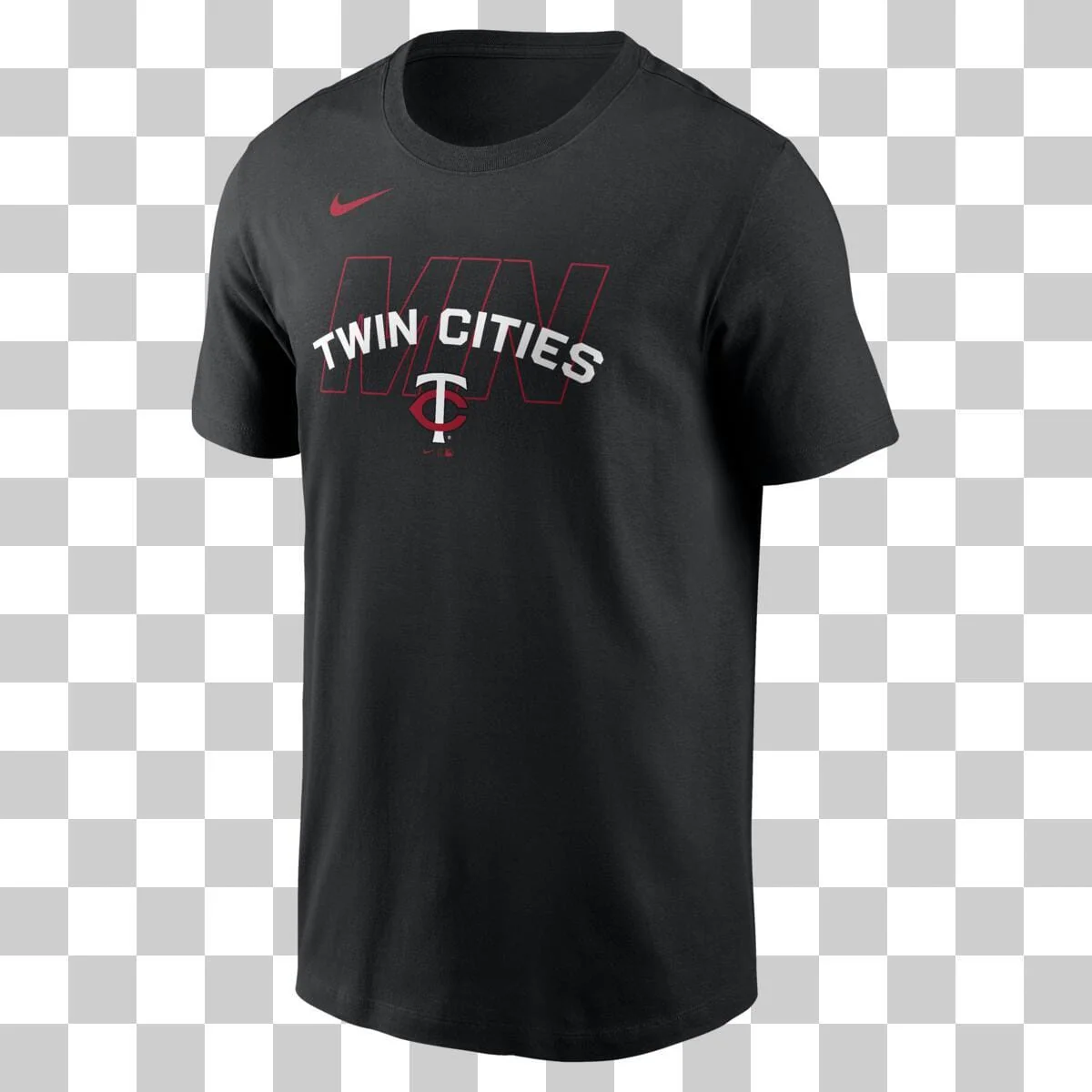 Minnesota Twins Black Nike MLB Cotton Fashion Hot Corner Overlap Logo Short Sleeve T-Shirt - Men's