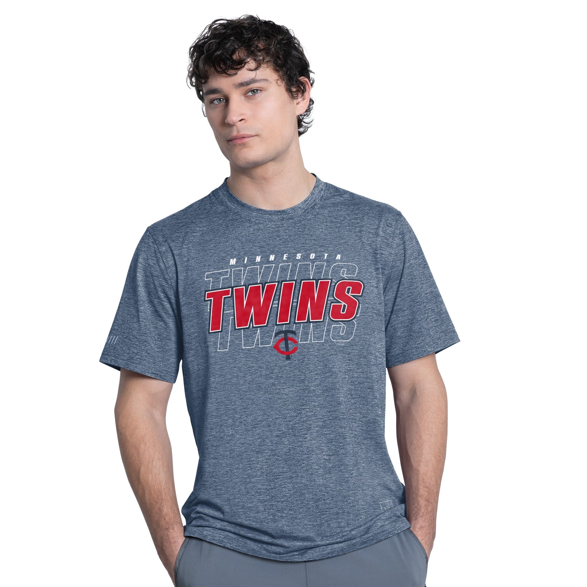 Minnesota Twins Triple Name & Logo Blue Short Sleeve T-Shirt - Men's