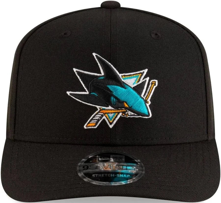 Adult San Jose Sharks New Era Black Basic 9SEVENTY Stretch-Snapback Hat - Men's - Image 2