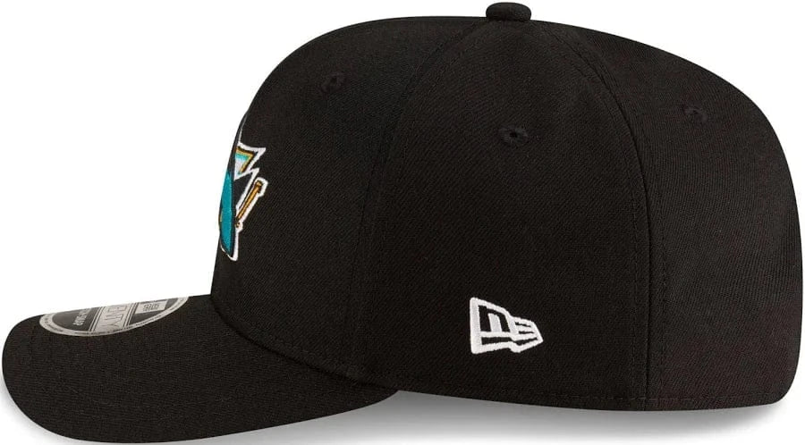 Adult San Jose Sharks New Era Black Basic 9SEVENTY Stretch-Snapback Hat - Men's - Image 3