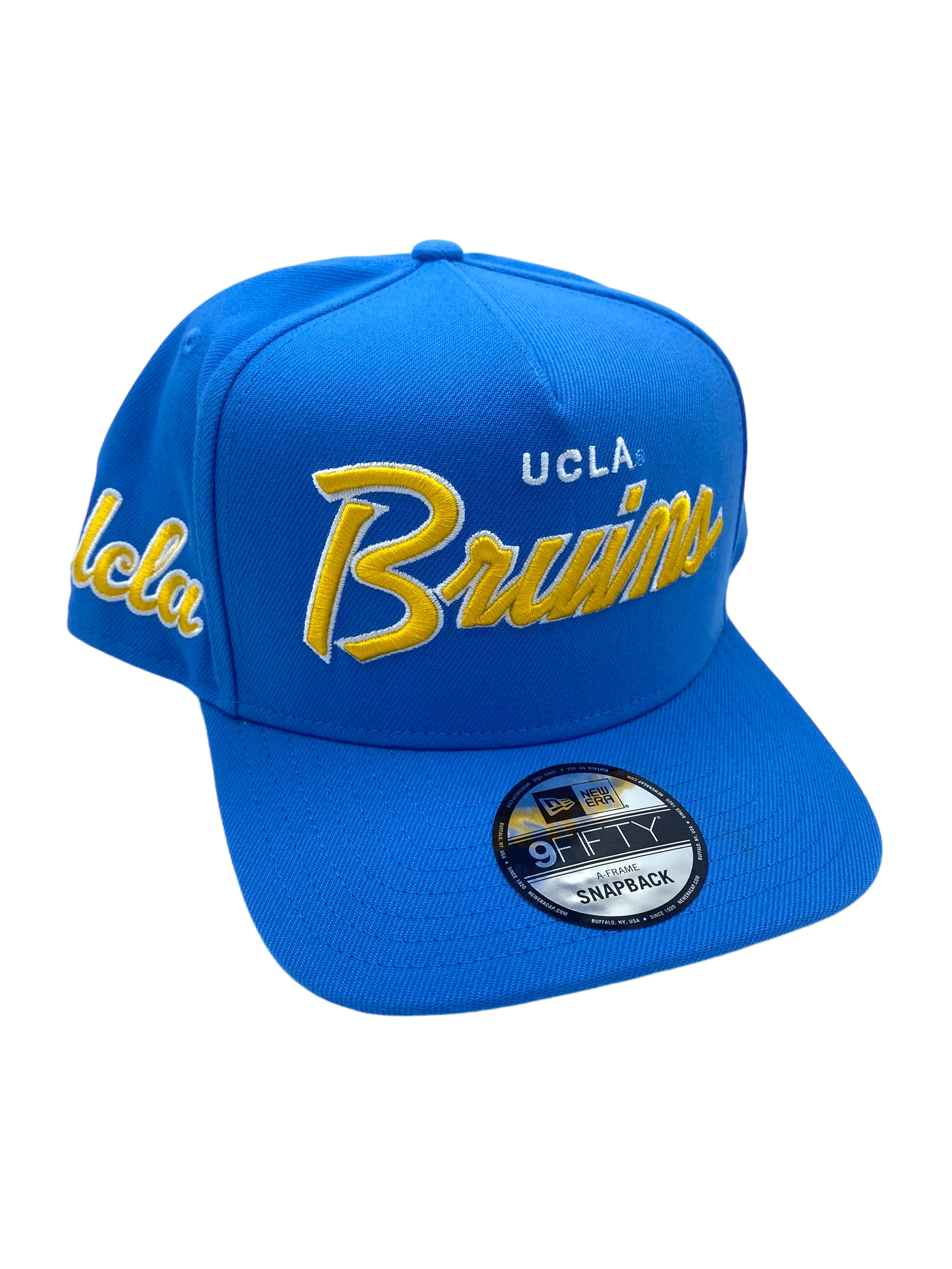 Adult UCLA Bruins New Era Blue Script A-Frame 9FIFTY Adjustable Snapback Hat - Men's