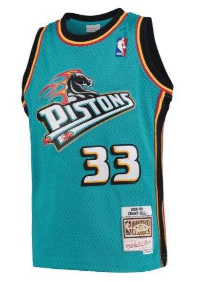 Youth Grant Hill Detroit Pistons Mitchell & Ness NBA Teal Throwback Jersey - Unisex - Image 3