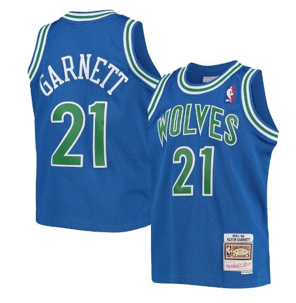 Youth Kevin Garnett Minnesota Timberwolves Mitchell & Ness 1995 Blue Throwback Swingman Jersey - Unisex