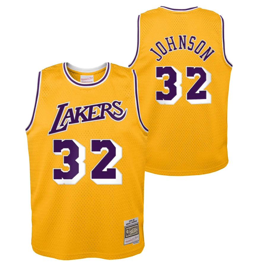 Youth Magic Johnson Los Angeles Lakers Mitchell & Ness NBA Gold Throwback Jersey - Unisex