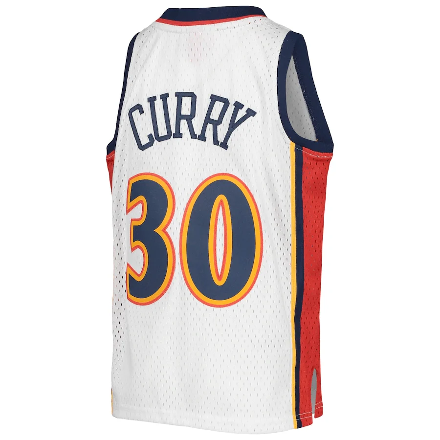Youth Stephen Curry Golden State Warriors Mitchell & Ness NBA White Throwback Jersey - Unisex - Image 3
