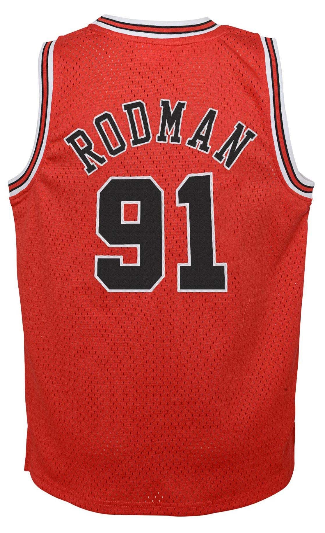 Youth Dennis Rodman Chicago Bulls 1997 Mitchell & Ness Red NBA Throwback Jersey - Unisex - Image 3